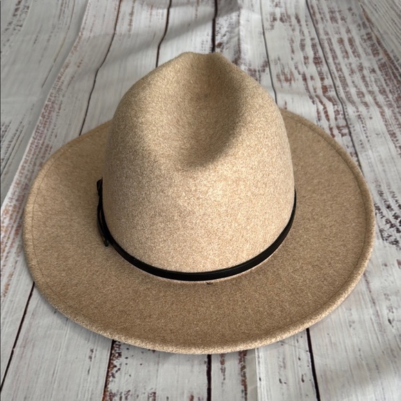 Classic Tan Wool Blend Wide Brimmed Fedora Hat - Picture 5 of 15
